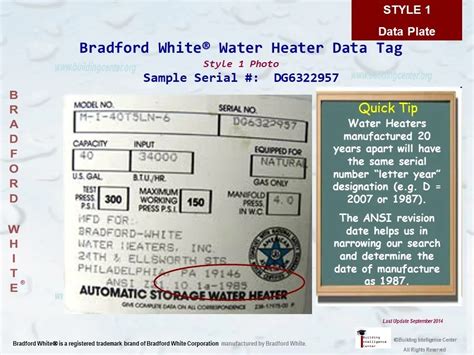 aging bradford white heater by serial number.